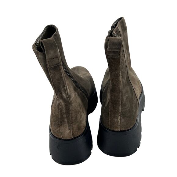 Vince Camuto Neframes Boots 8 Green Suede NWOT Lug Combat Moto Chelsea Booties - Picture 2 of 6